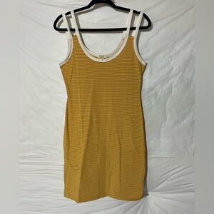 Heart Hips Mustard Striped Midi Dress